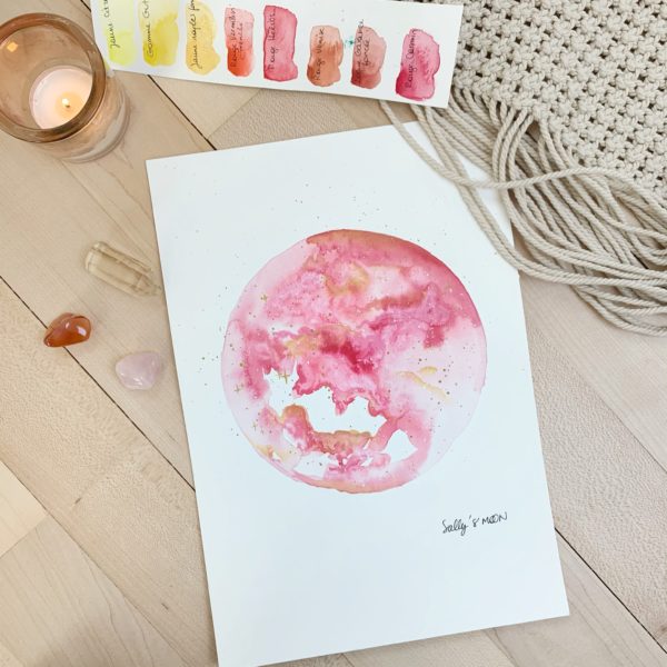Rose doux aquarelle de lune